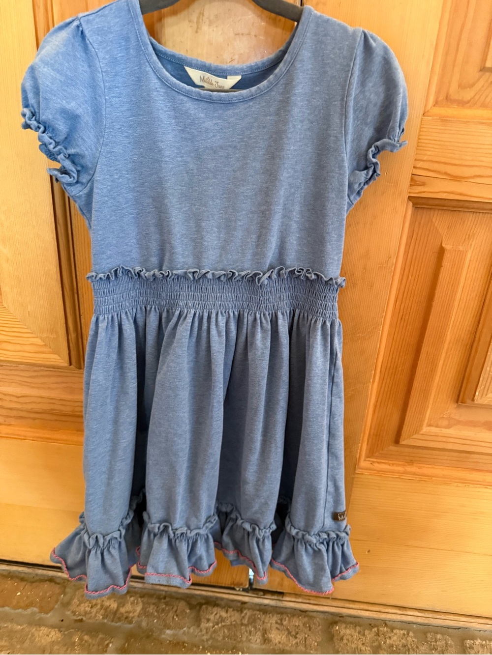 Matilda Jane Blue Ruffle Waist Knit Dress